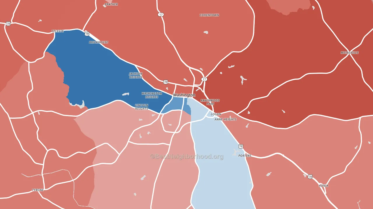 30673, GA block-group political-lean map