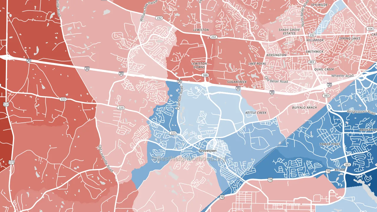 30813, GA block-group political-lean map