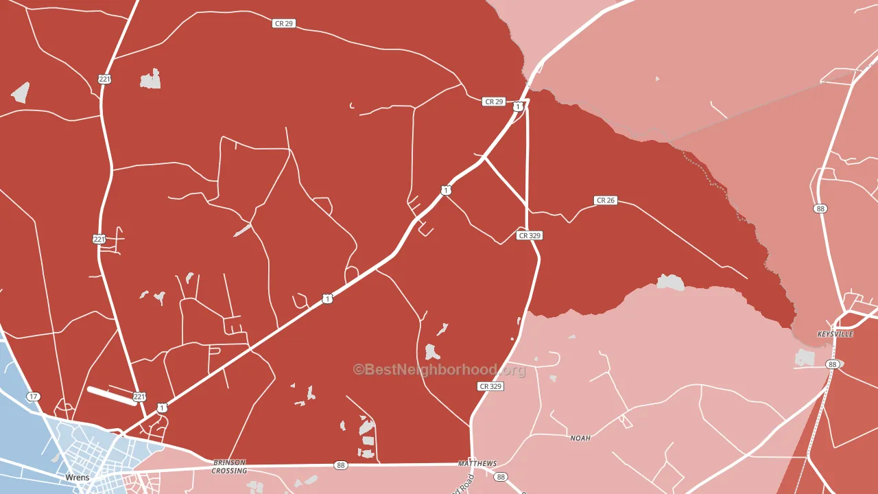 30818, GA block-group political-lean map
