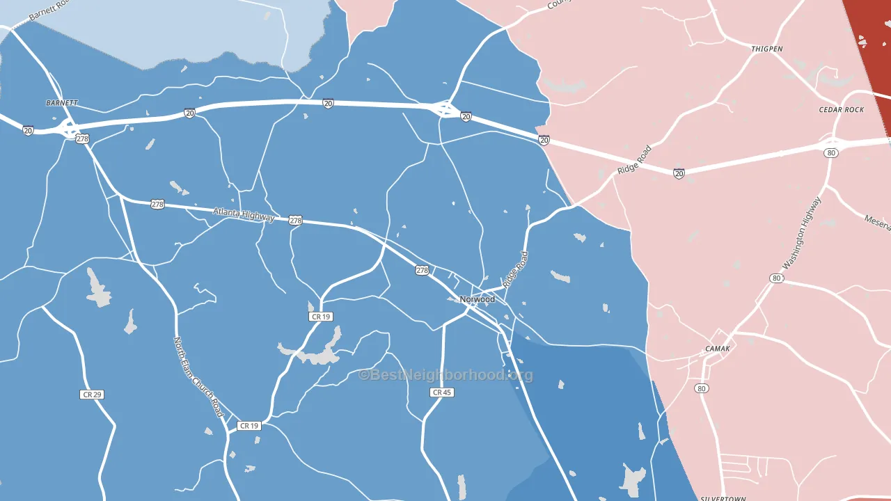 30821, GA block-group political-lean map