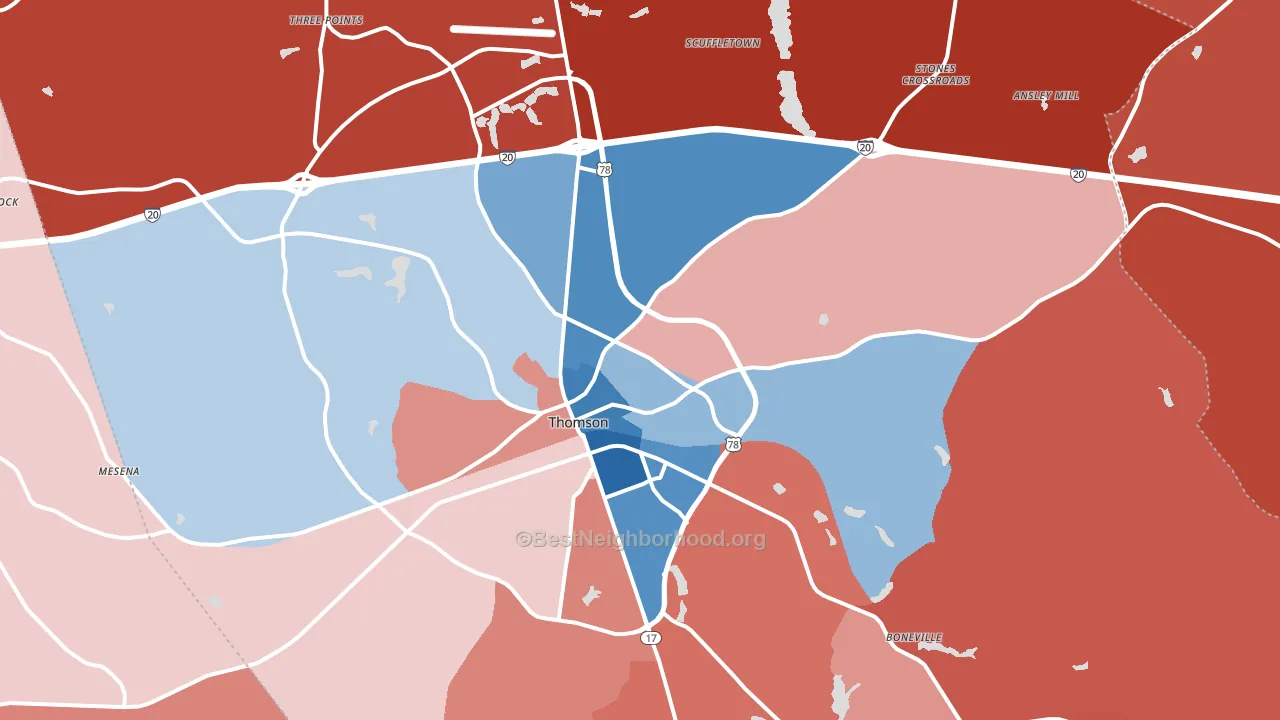 30824, GA block-group political-lean map