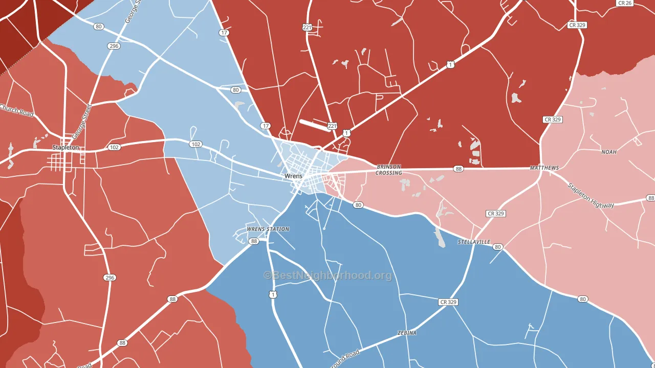 30833, GA block-group political-lean map