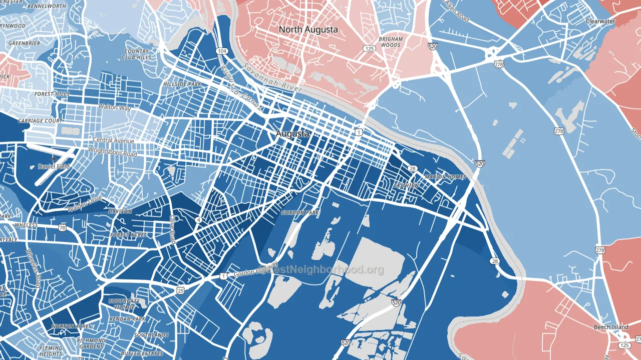 30901, GA block-group political-lean map