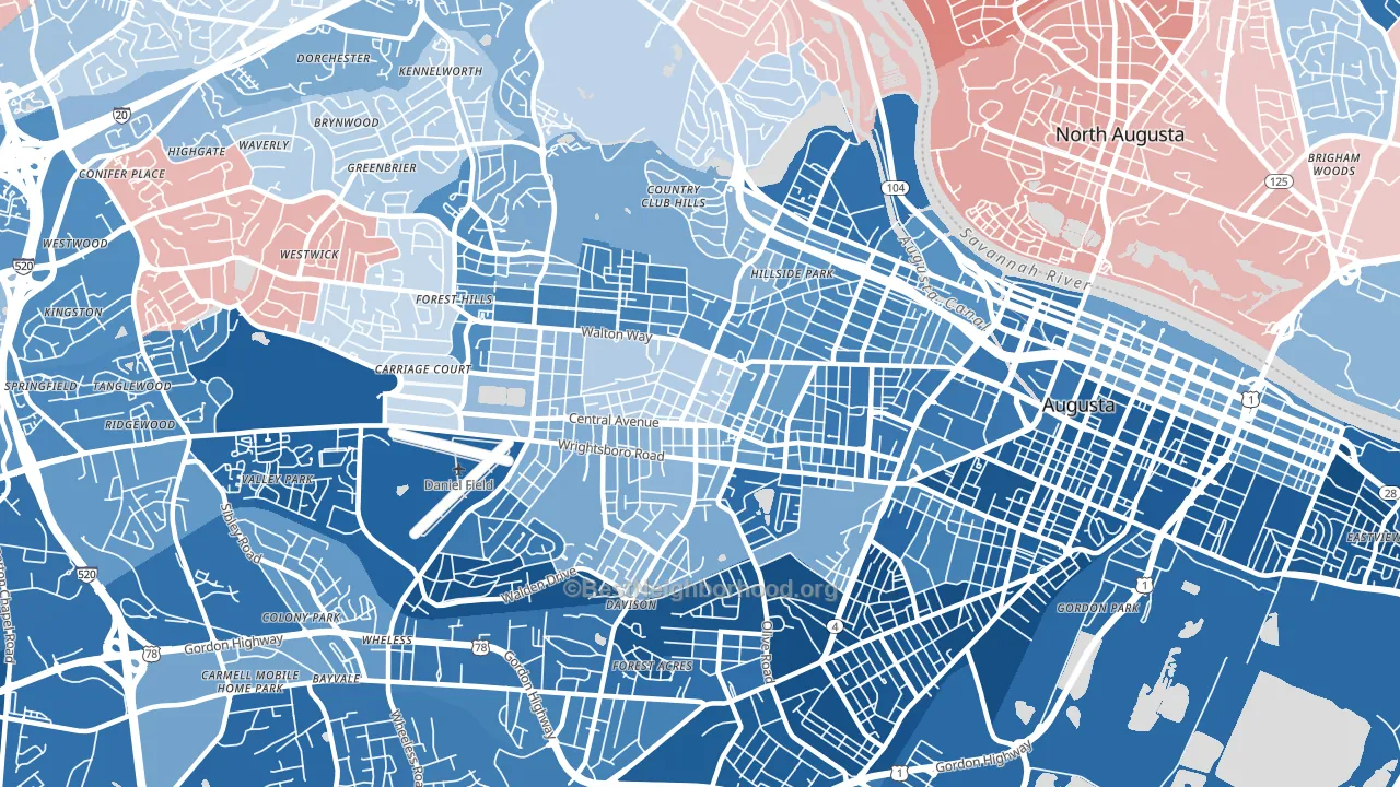 30904, GA block-group political-lean map