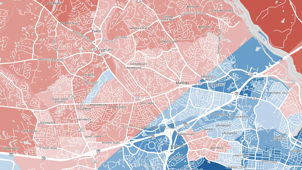 30907, GA block-group political-lean map