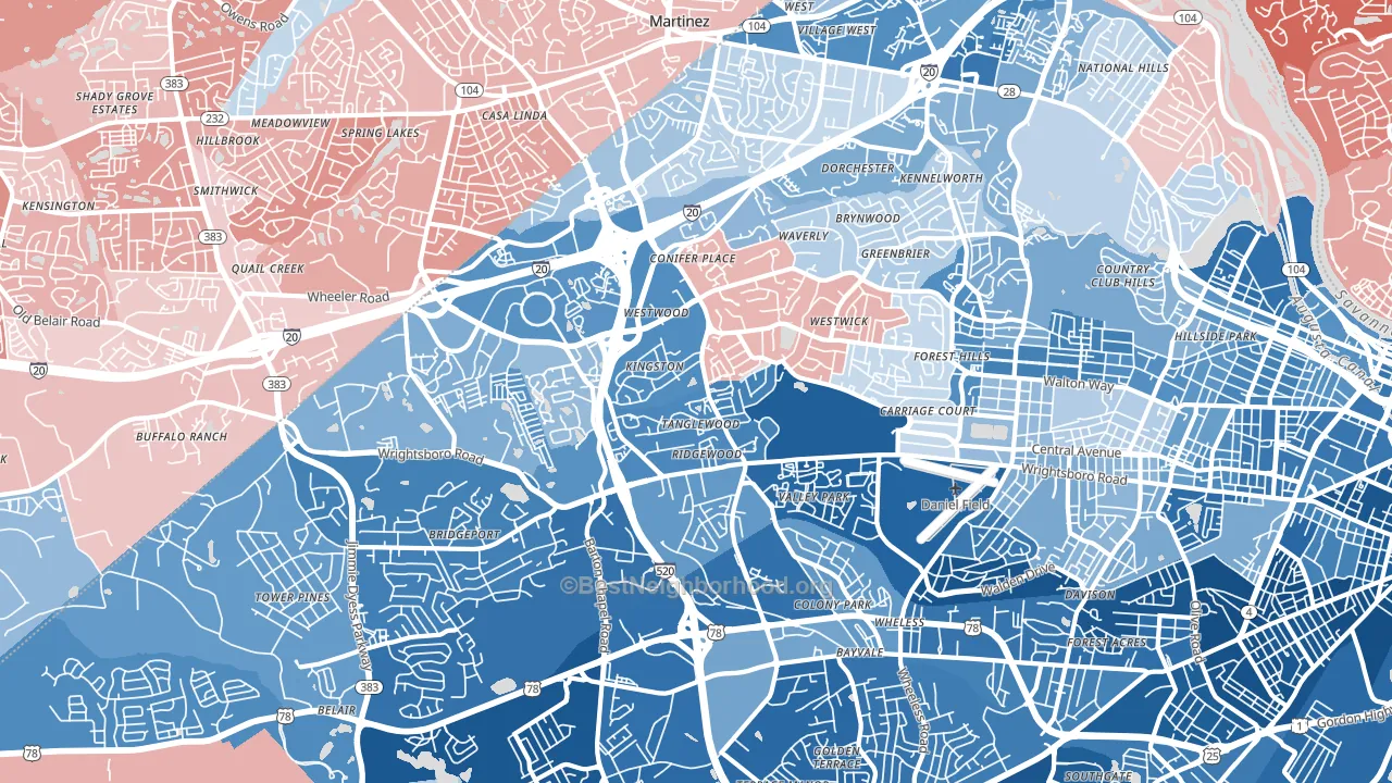 30909, GA block-group political-lean map