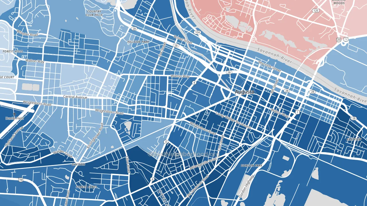 30912, GA block-group political-lean map