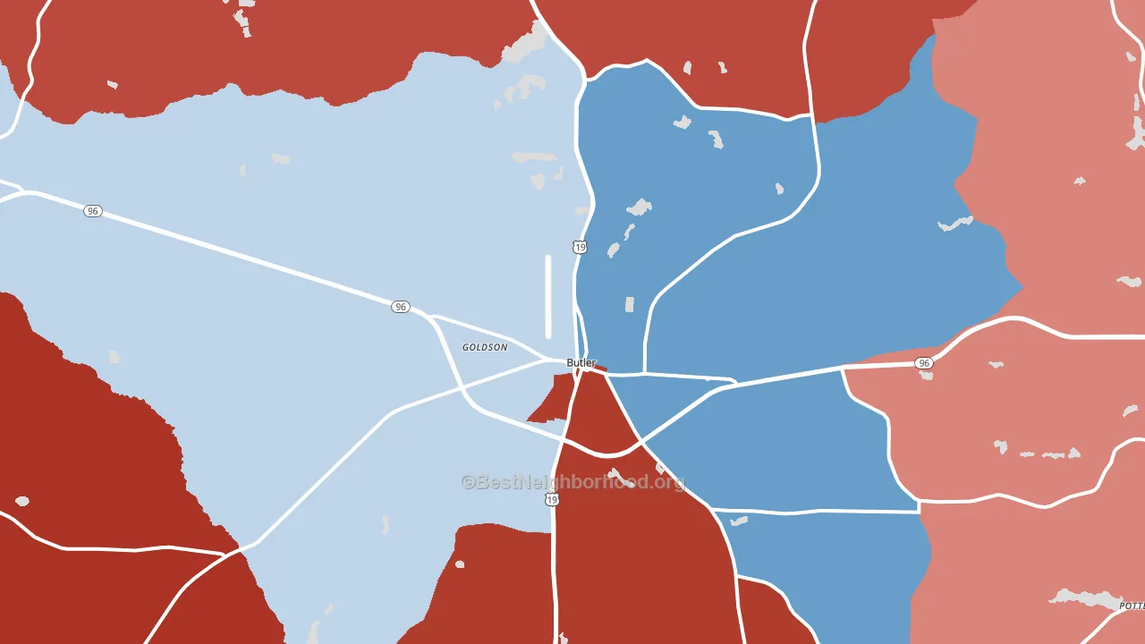 31006, GA block-group political-lean map