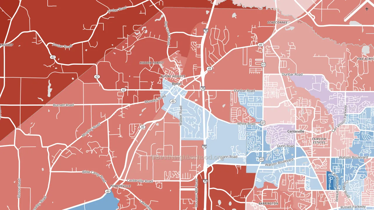 31008, GA block-group political-lean map
