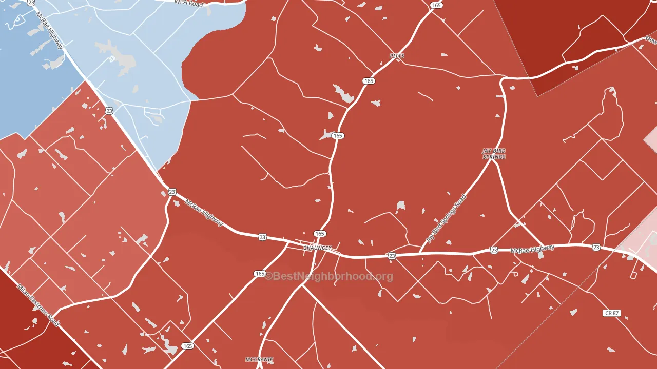 31011, GA block-group political-lean map