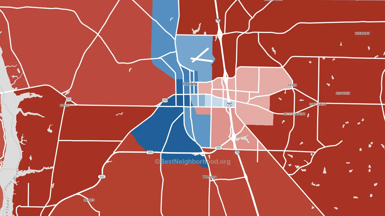 31015, GA block-group political-lean map