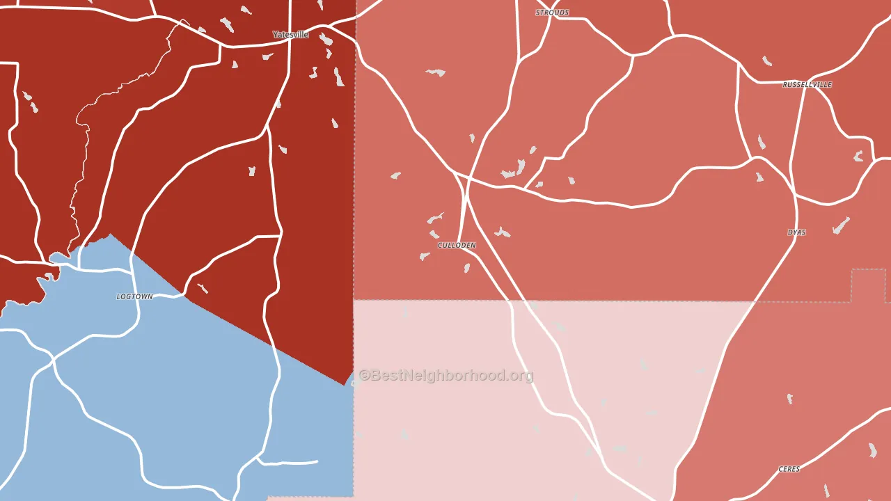 31016, GA block-group political-lean map