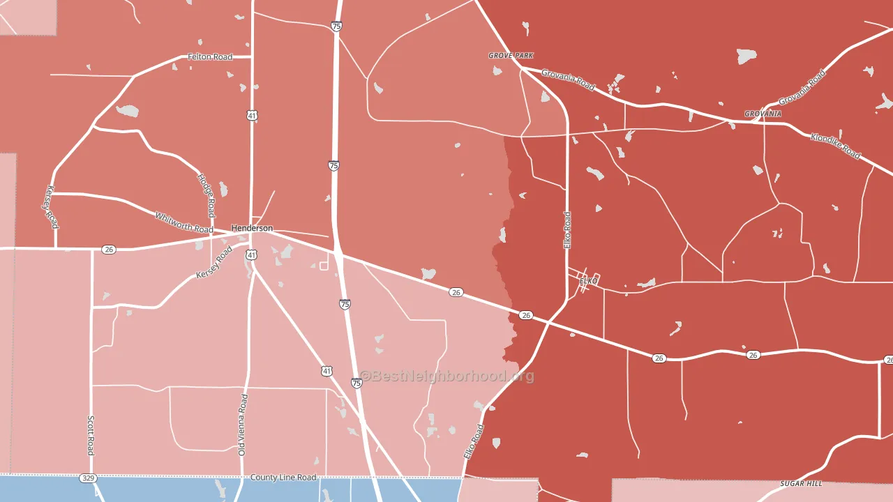 31025, GA block-group political-lean map