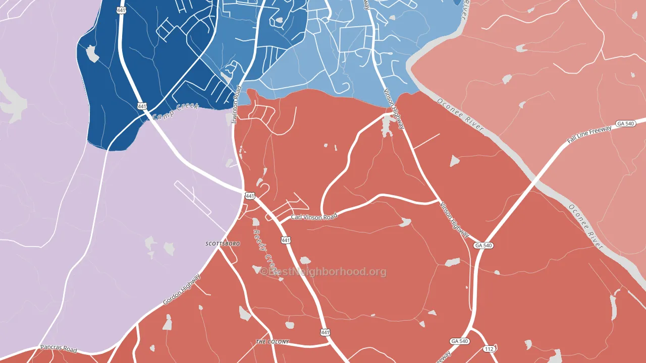 31034, GA block-group political-lean map