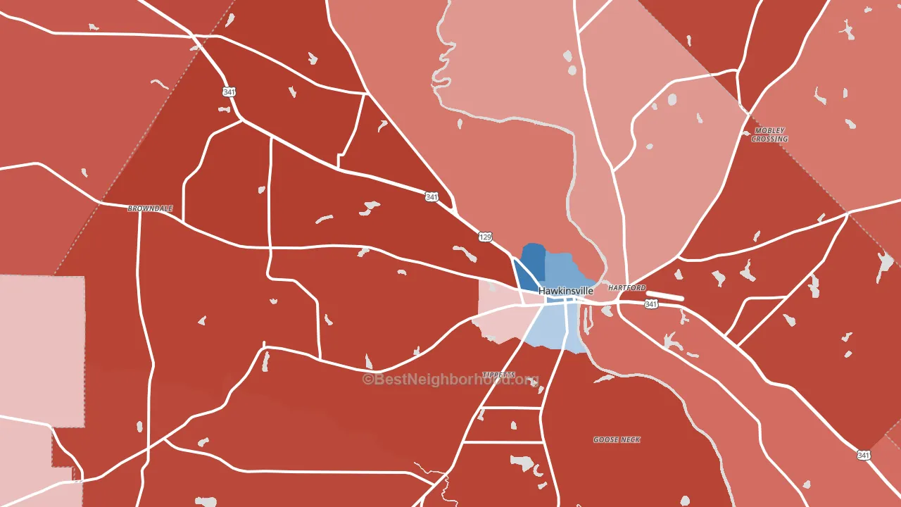 31036, GA block-group political-lean map