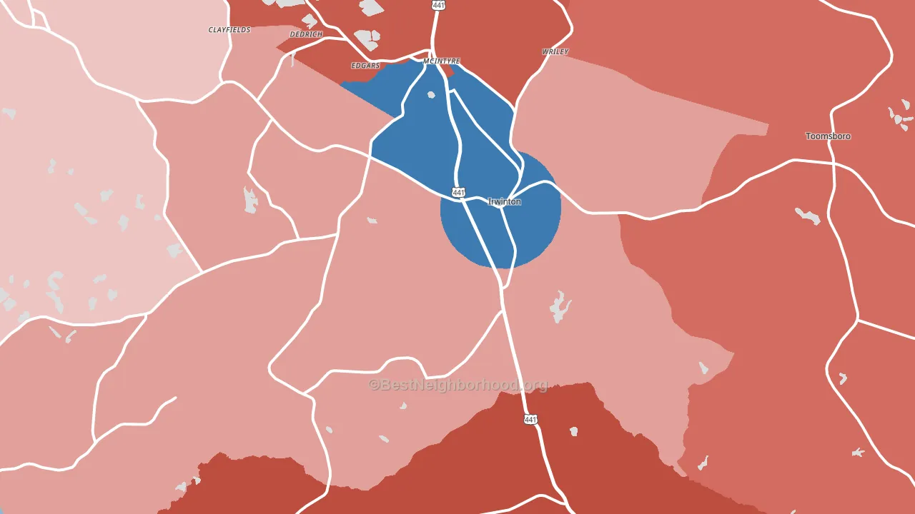 31042, GA block-group political-lean map