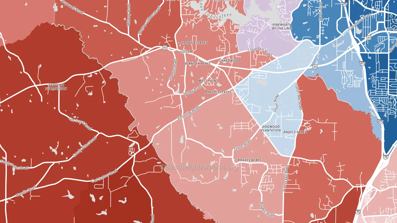 31052, GA block-group political-lean map