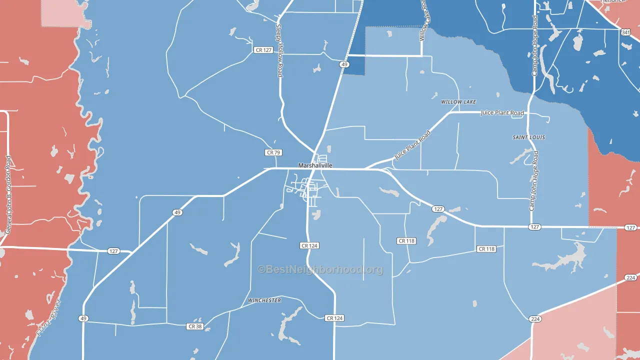 31057, GA block-group political-lean map