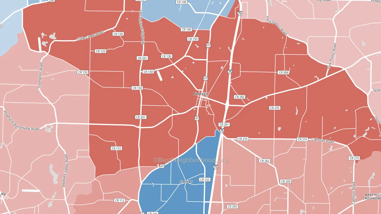 31070, GA block-group political-lean map