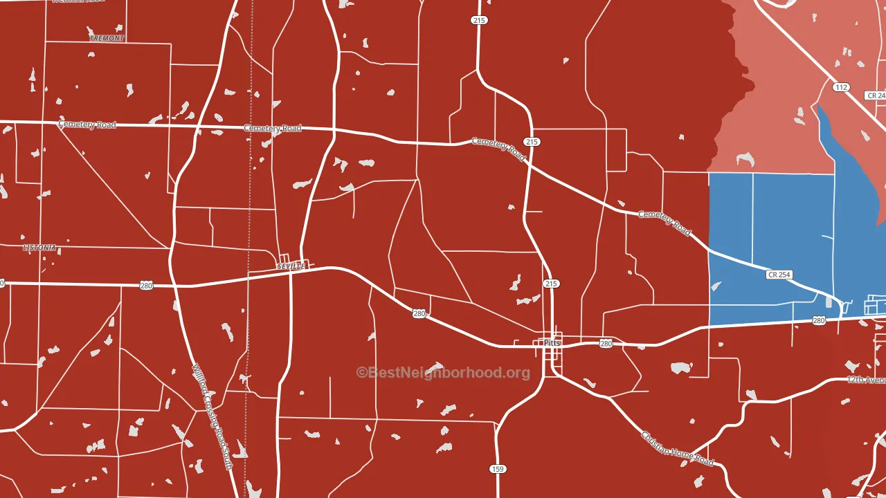 31072, GA block-group political-lean map