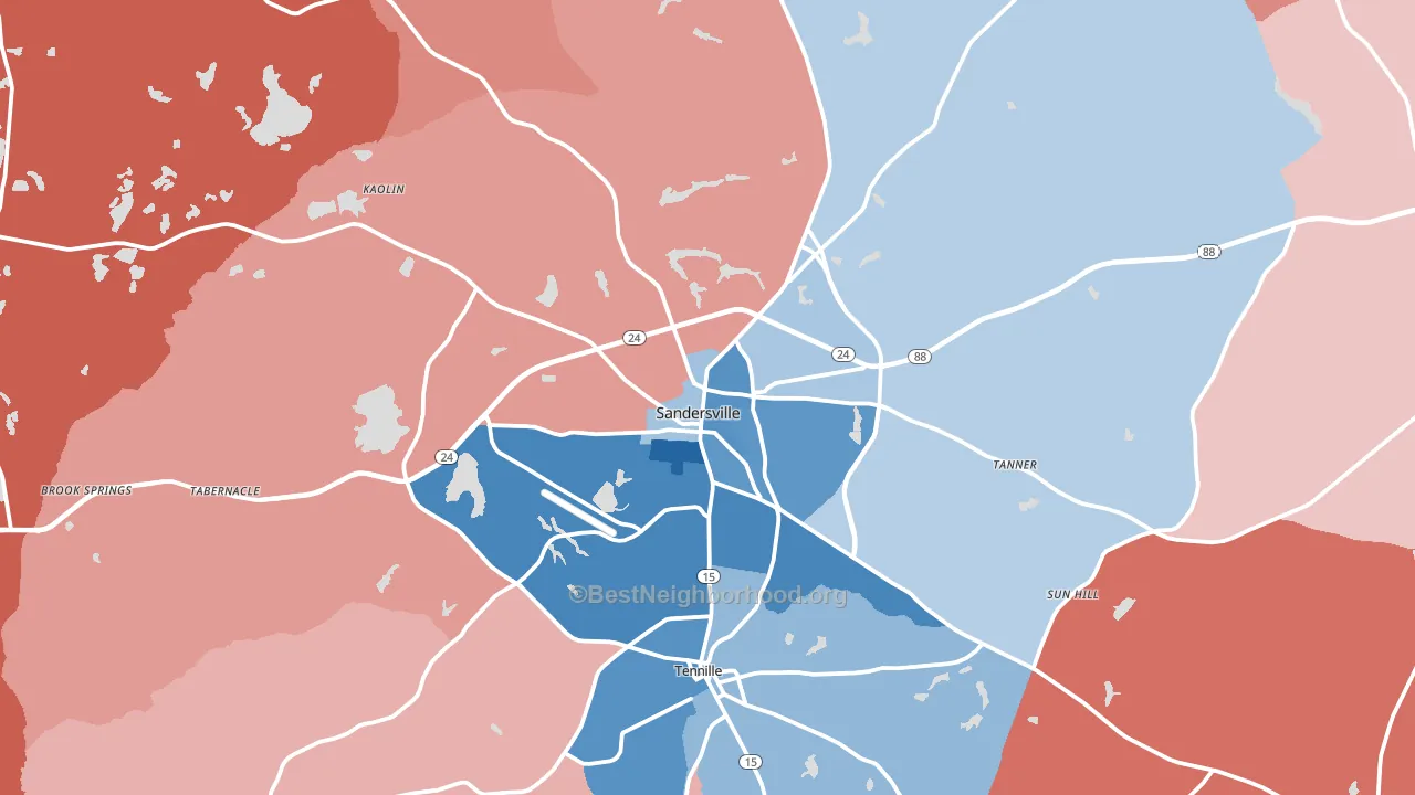 31082, GA block-group political-lean map