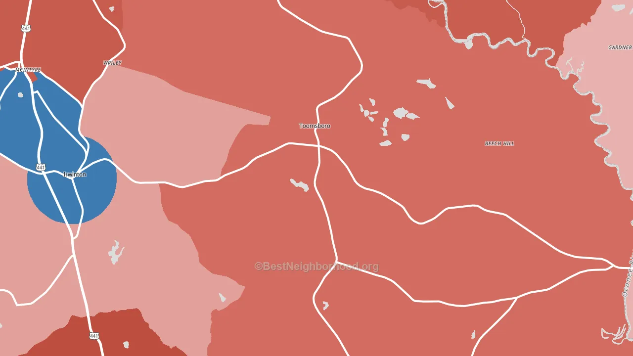 31090, GA block-group political-lean map