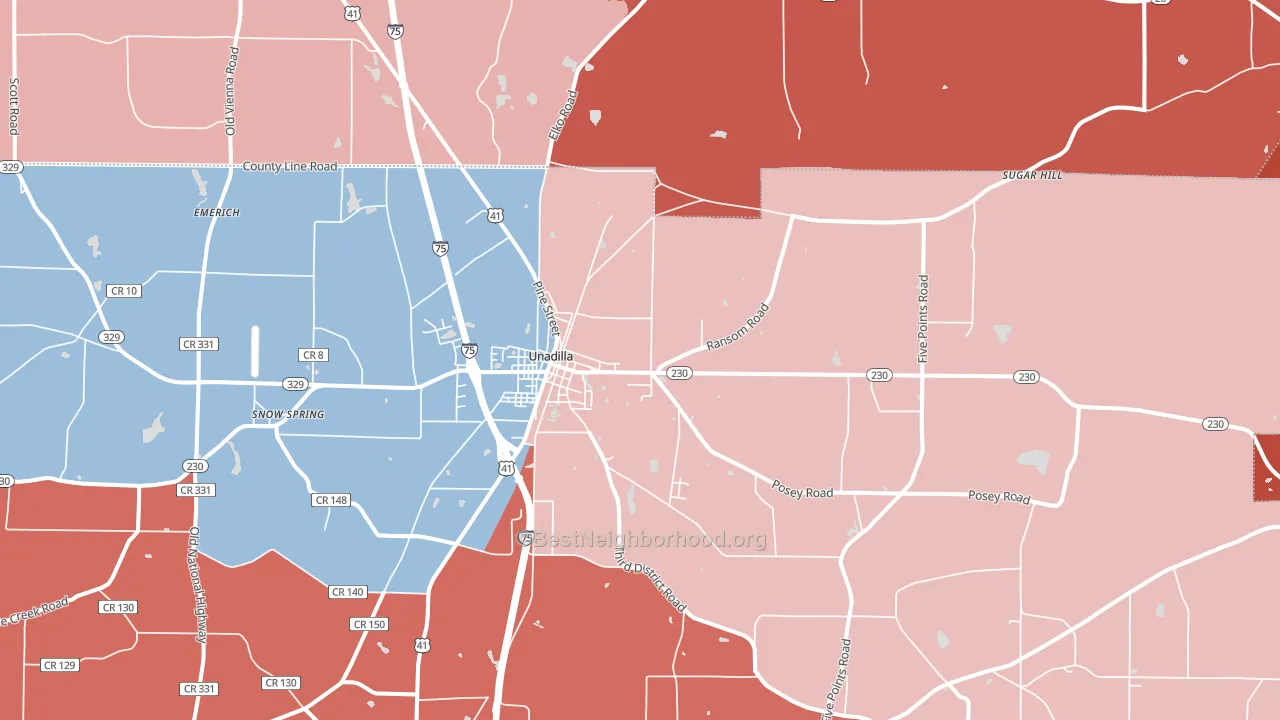 31091, GA block-group political-lean map