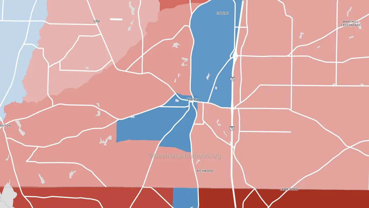 31092, GA block-group political-lean map