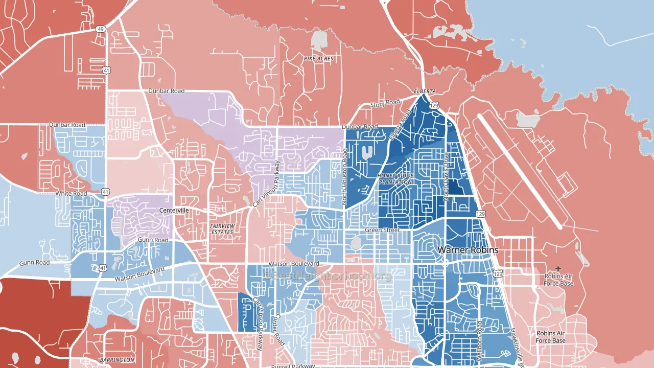 31093, GA block-group political-lean map