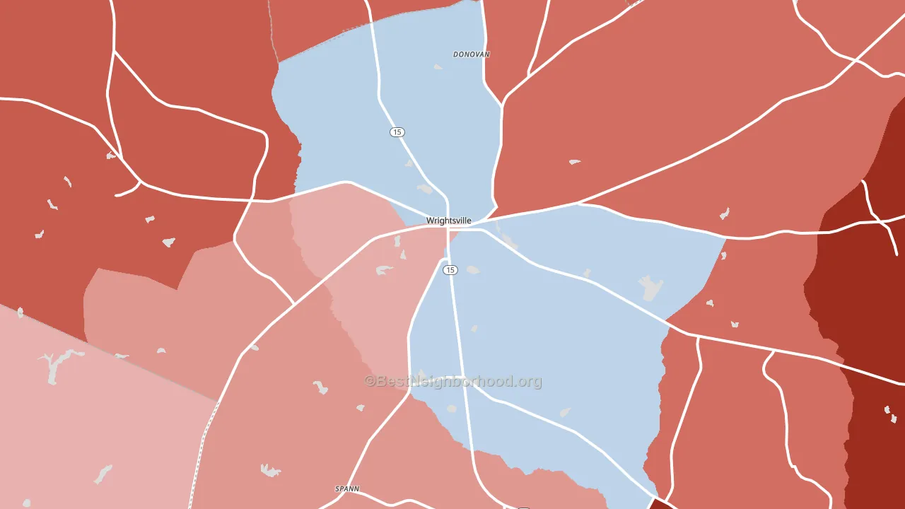 31096, GA block-group political-lean map