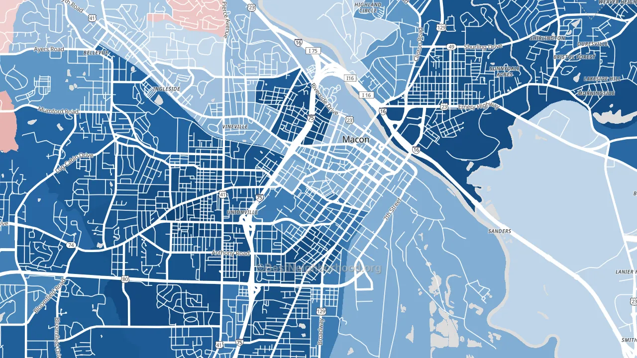 31201, GA block-group political-lean map