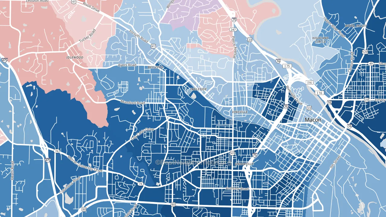 31204, GA block-group political-lean map