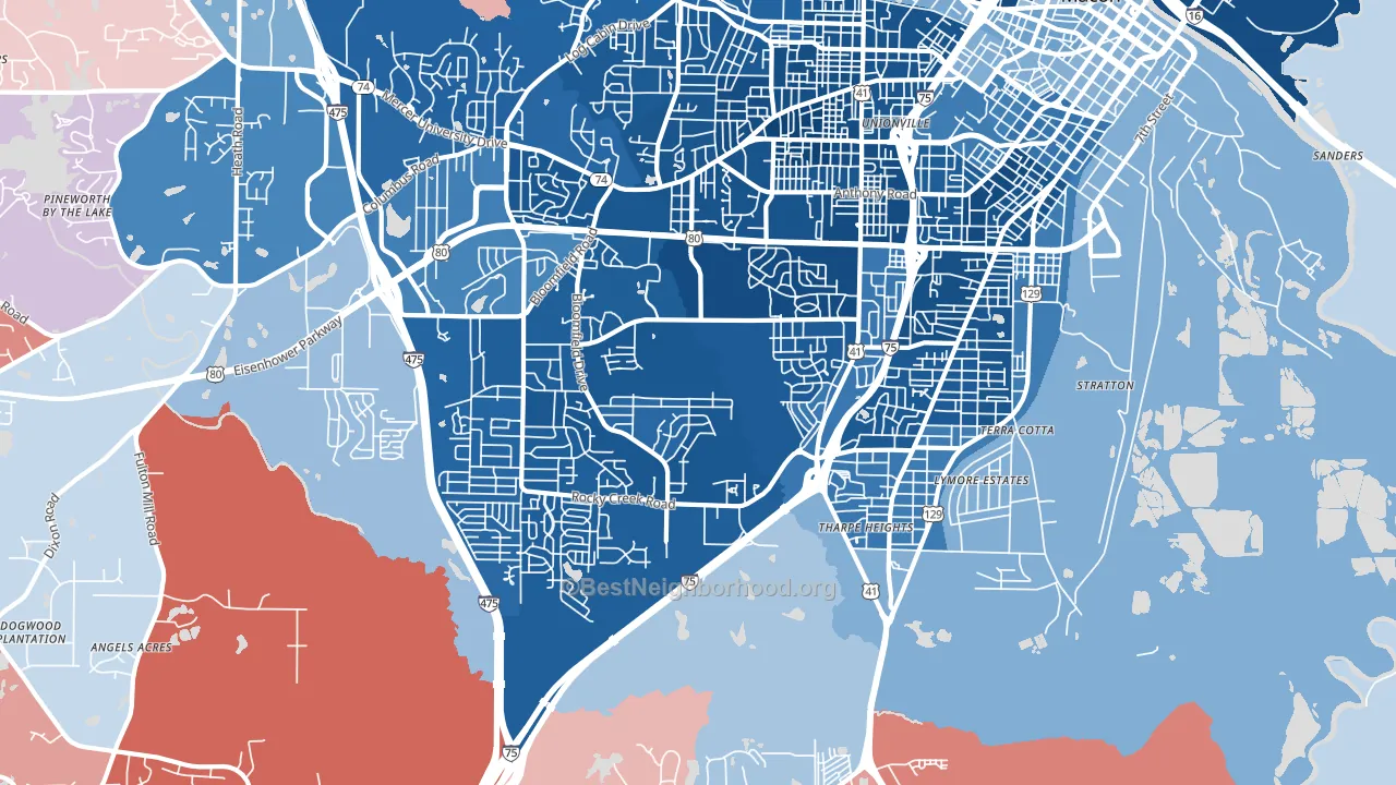 31206, GA block-group political-lean map