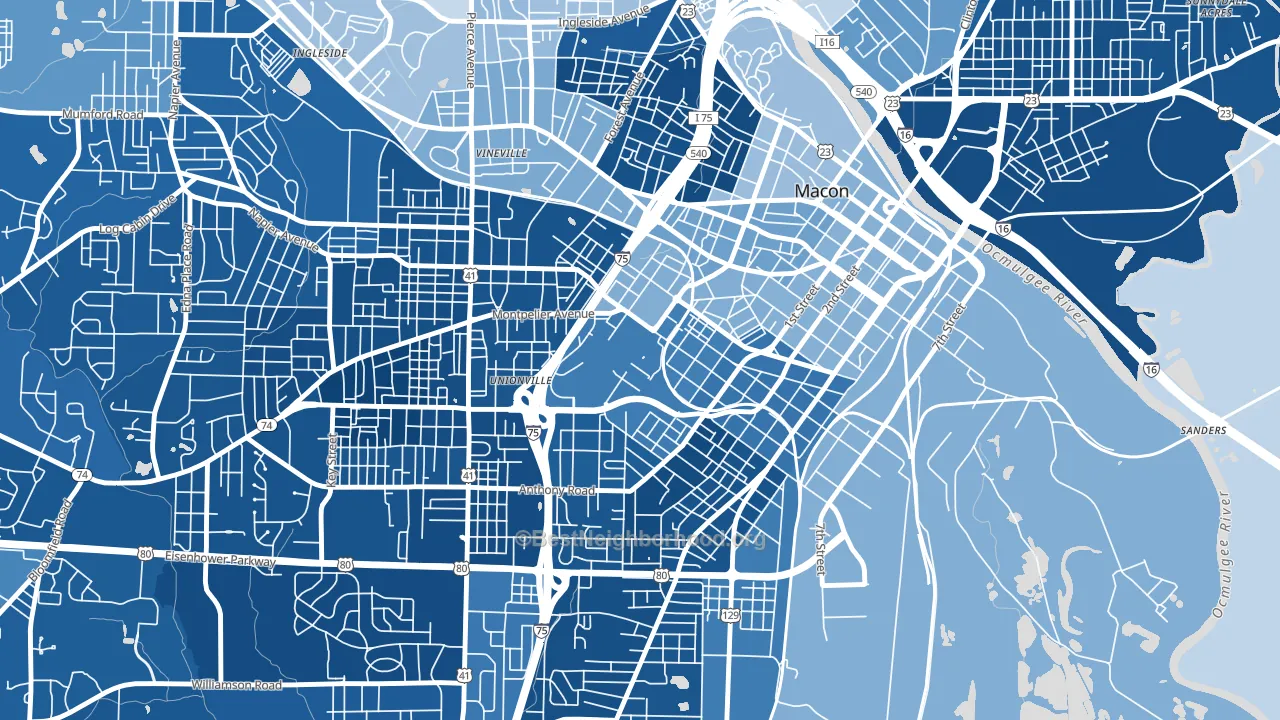 31207, GA block-group political-lean map