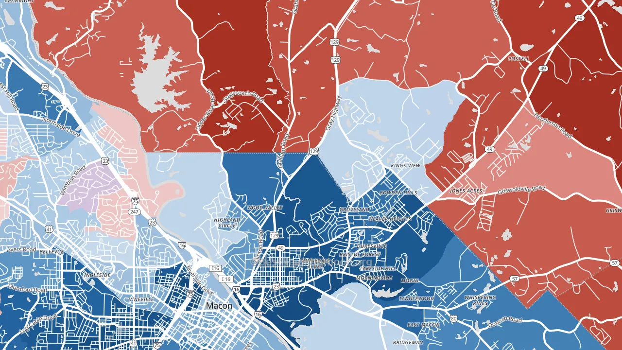 31211, GA block-group political-lean map