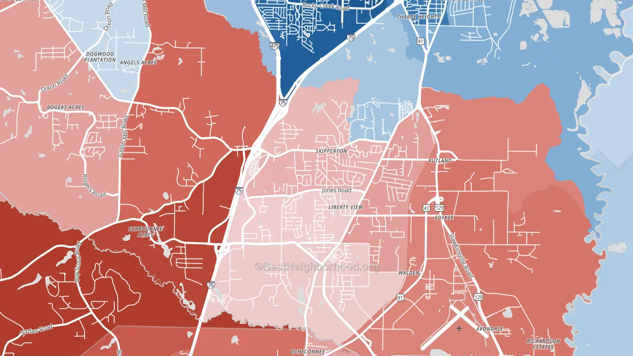 31216, GA block-group political-lean map