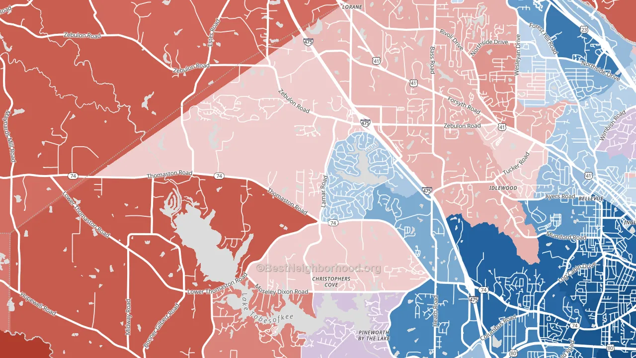 31220, GA block-group political-lean map