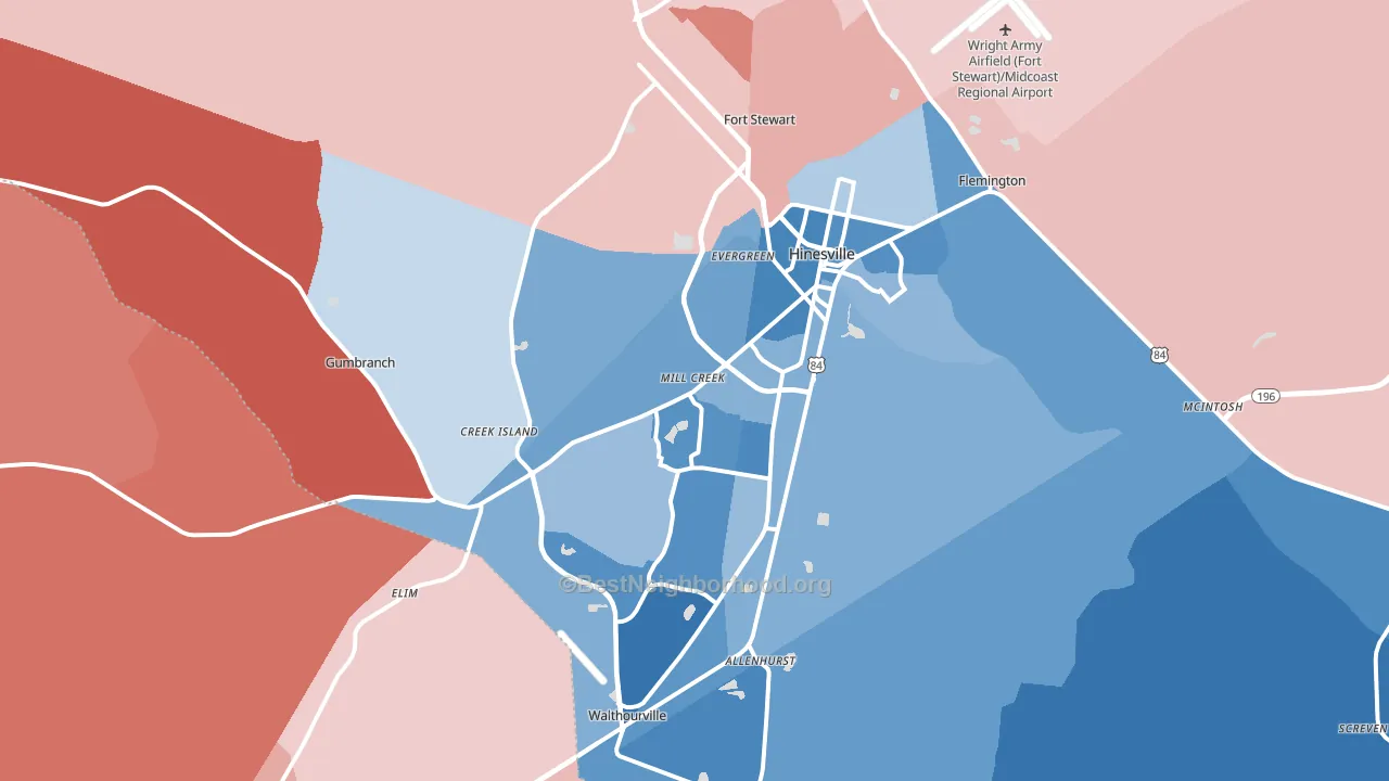 31313, GA block-group political-lean map