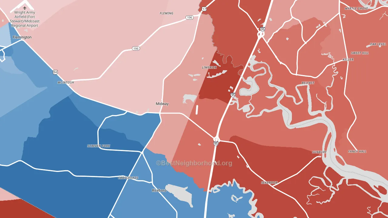 31320, GA block-group political-lean map