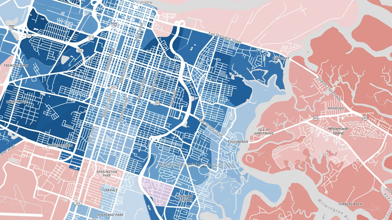 31404, GA block-group political-lean map