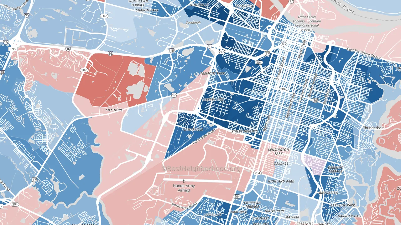 31405, GA block-group political-lean map