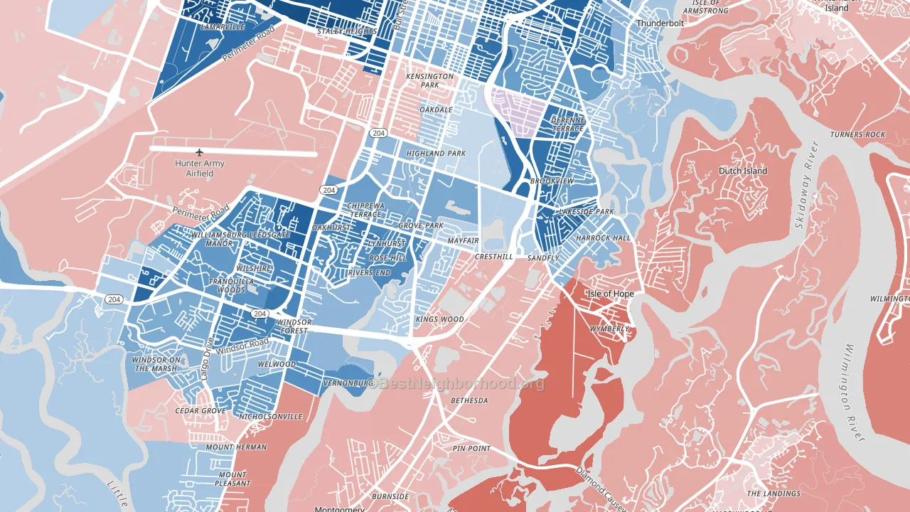 31406, GA block-group political-lean map