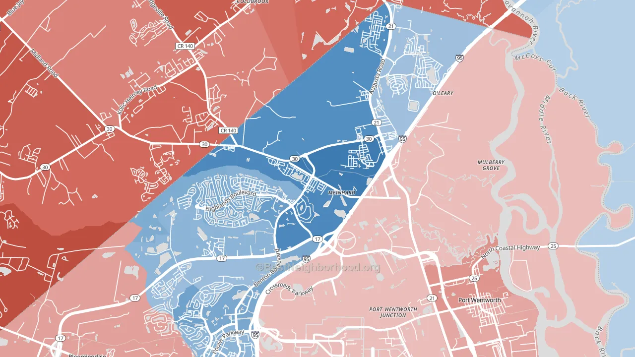 31407, GA block-group political-lean map