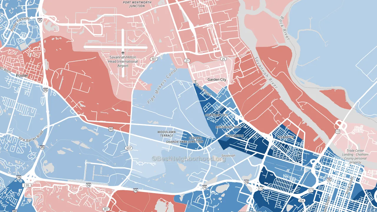 31408, GA block-group political-lean map