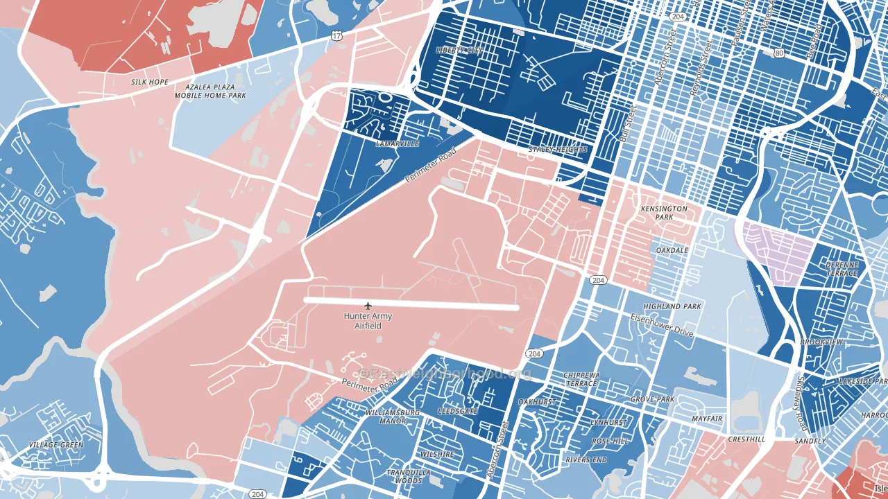 31409, GA block-group political-lean map