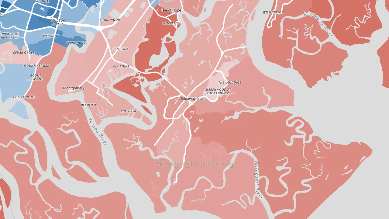 31411, GA block-group political-lean map