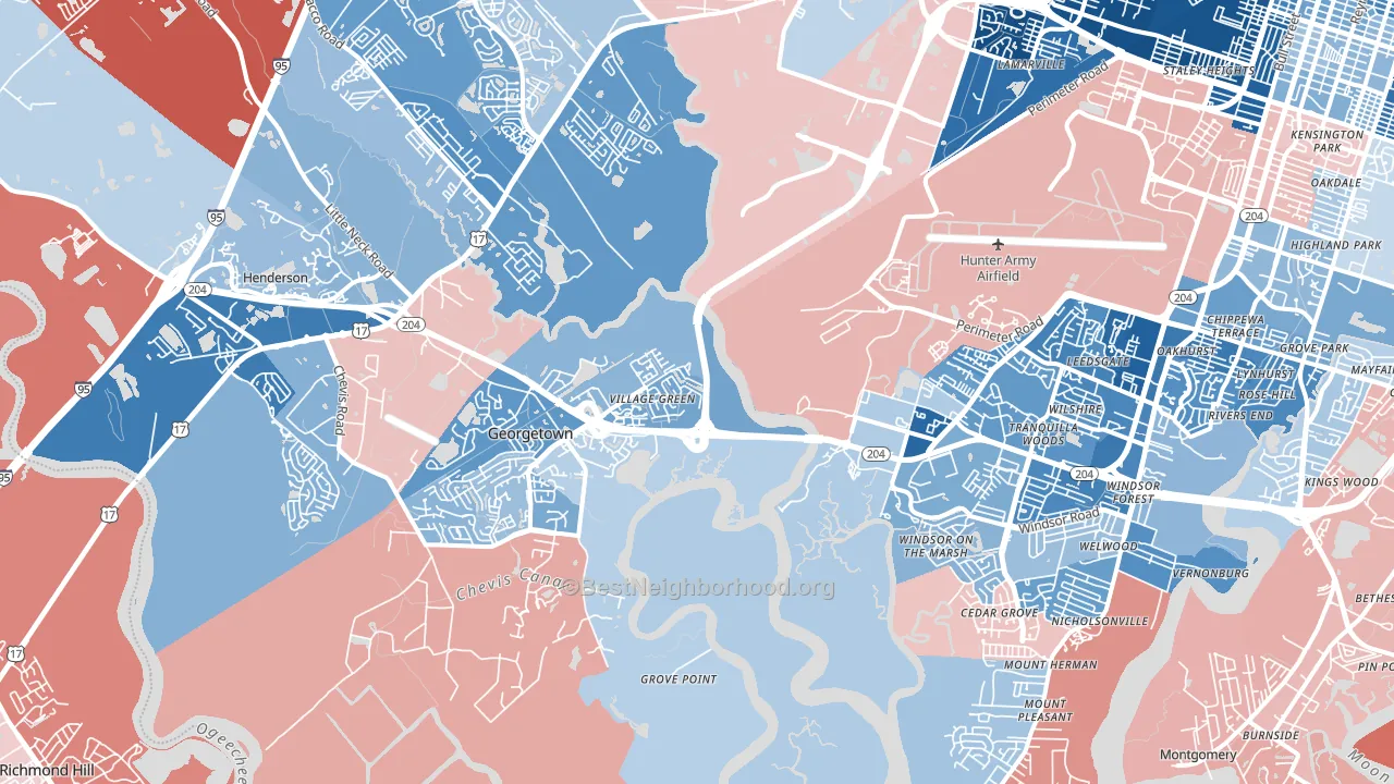 31419, GA block-group political-lean map