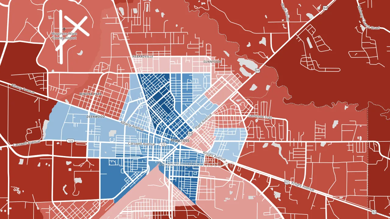 31501, GA block-group political-lean map