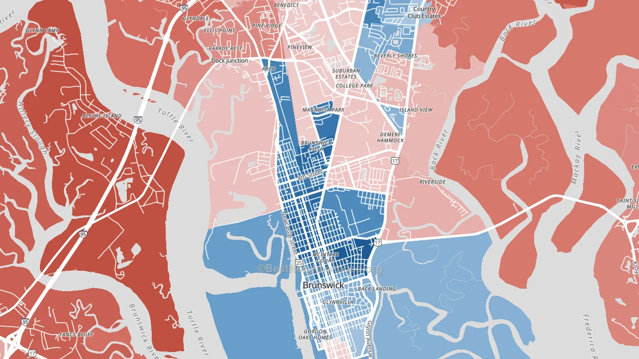 31520, GA block-group political-lean map