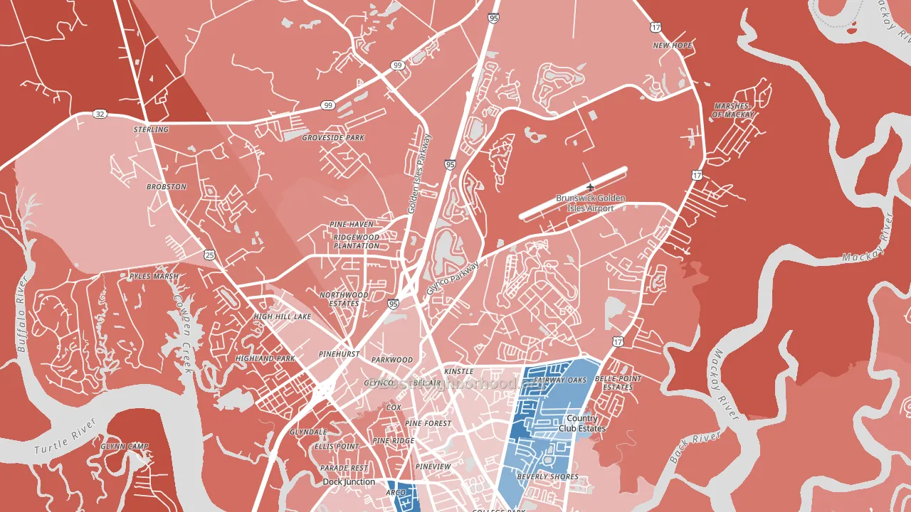 31525, GA block-group political-lean map